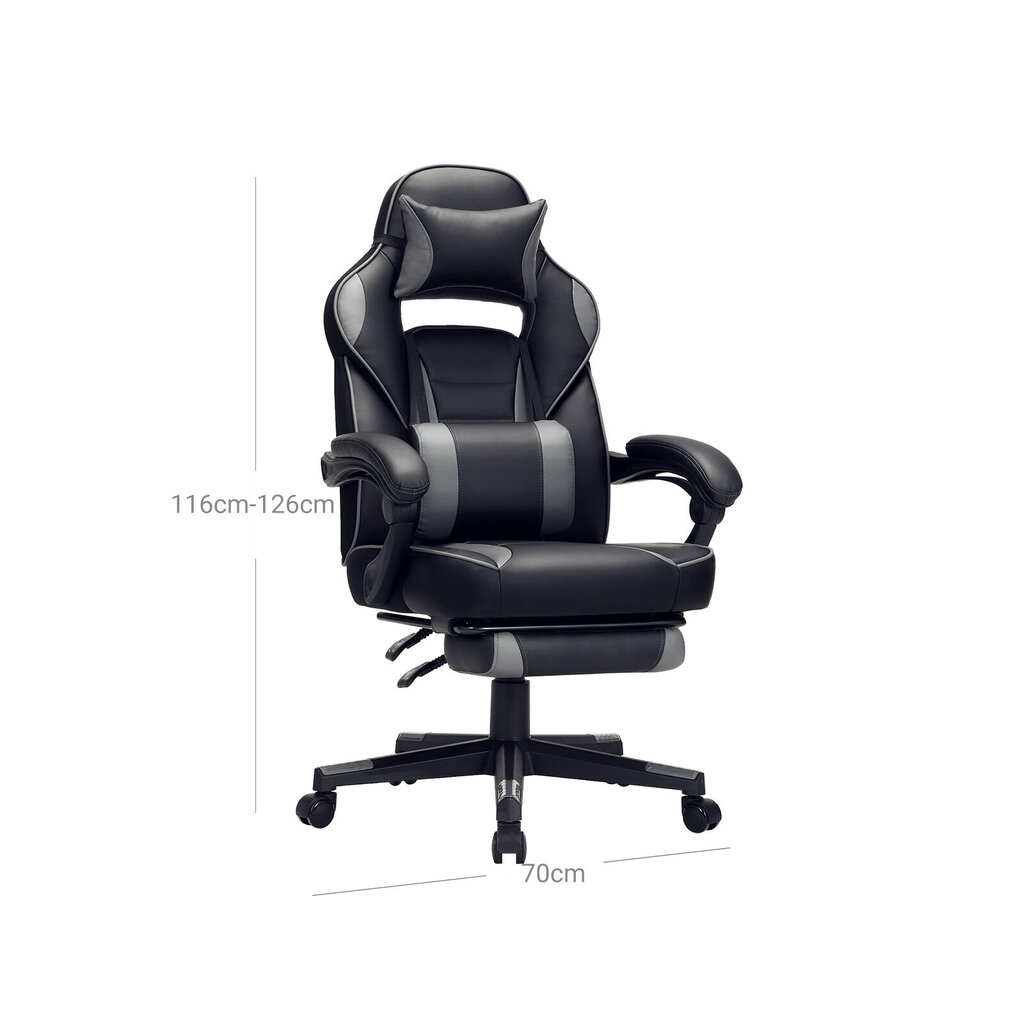 Spēļu krēsls OBG073B03, melns/pelēks цена и информация | Biroja krēsli | 220.lv