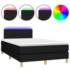 vidaXL atsperu gulta ar matraci, LED, melns audums, 120x200 cm цена и информация | Кровати | 220.lv