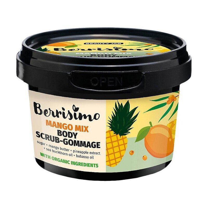 Pīlings un mitrinošs ķermeņa skrubis Beauty Jar Mango Mix Body Scrub Gommage, 280 g cena un informācija | Ķermeņa skrubji | 220.lv