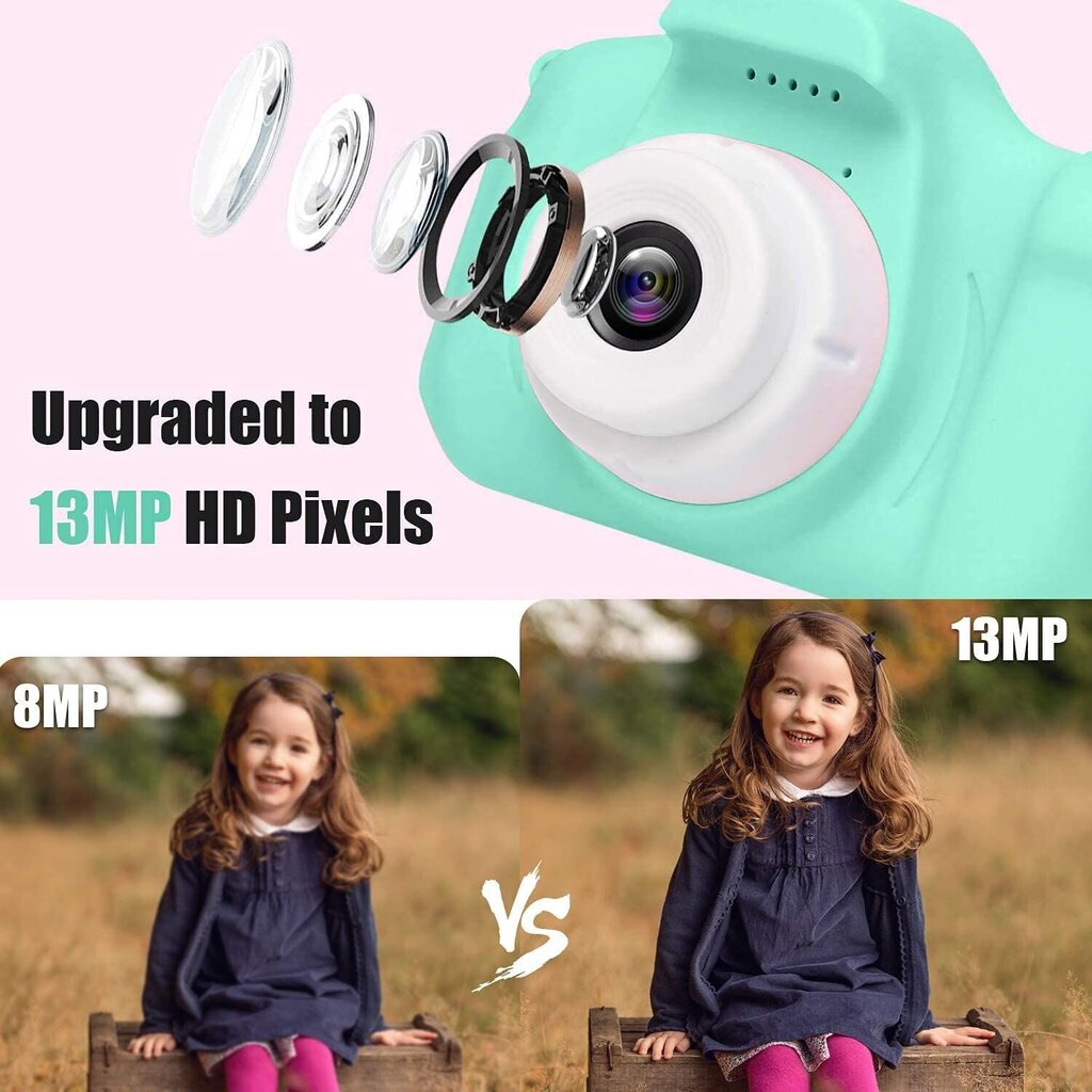 Bērnu fotoaparāts - digitālā kamera FantasyHome, zaļš cena un informācija | Attīstošās rotaļlietas | 220.lv