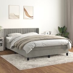 vidaXL atsperu gulta ar matraci, gaiši pelēka samts, 140x200 cm цена и информация | Кровати | 220.lv
