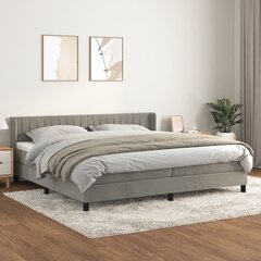 vidaXL atsperu gulta ar matraci, gaiši pelēka samts, 200x200 cm цена и информация | Кровати | 220.lv