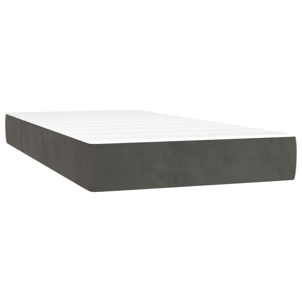 vidaXL atsperu gulta ar matraci, tumši pelēka samts, 200x200 cm cena un informācija | Gultas | 220.lv
