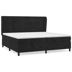 vidaXL atsperu gulta ar matraci, melna samts, 200x200 cm cena un informācija | Gultas | 220.lv