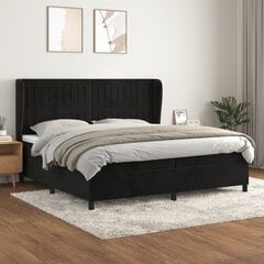 vidaXL atsperu gulta ar matraci, melna samts, 200x200 cm цена и информация | Кровати | 220.lv