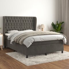 vidaXL atsperu gulta ar matraci, tumši pelēka samts, 140x190 cm цена и информация | Кровати | 220.lv