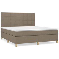 vidaXL atsperu gulta ar matraci, pelēkbrūns, 160x200 cm, audums cena un informācija | Gultas | 220.lv