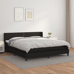 vidaXL atsperu gulta ar matraci, melna, 180x200 cm, mākslīgā āda цена и информация | Кровати | 220.lv