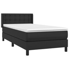 vidaXL atsperu gulta ar matraci, melna, 100x200 cm, mākslīgā āda цена и информация | Кровати | 220.lv