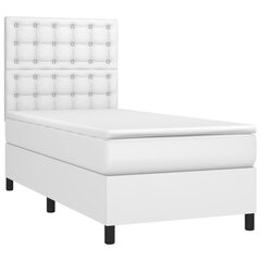 vidaXL atsperu gulta ar matraci, balta, 80x200 cm, mākslīgā āda cena un informācija | Gultas | 220.lv