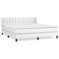 vidaXL atsperu gulta ar matraci, balta, 160x200 cm, mākslīgā āda цена и информация | Gultas | 220.lv