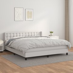 vidaXL atsperu gulta ar matraci, balta, 160x200 cm, mākslīgā āda цена и информация | Кровати | 220.lv