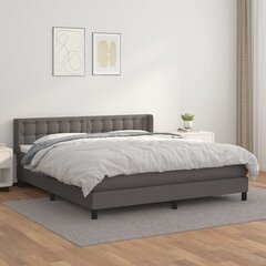 vidaXL atsperu gulta ar matraci, pelēka, 160x200 cm, mākslīgā āda цена и информация | Кровати | 220.lv