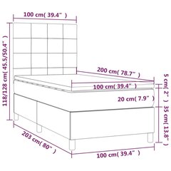 vidaXL atsperu gulta ar matraci, rozā samts, 100x200 cm cena un informācija | Gultas | 220.lv