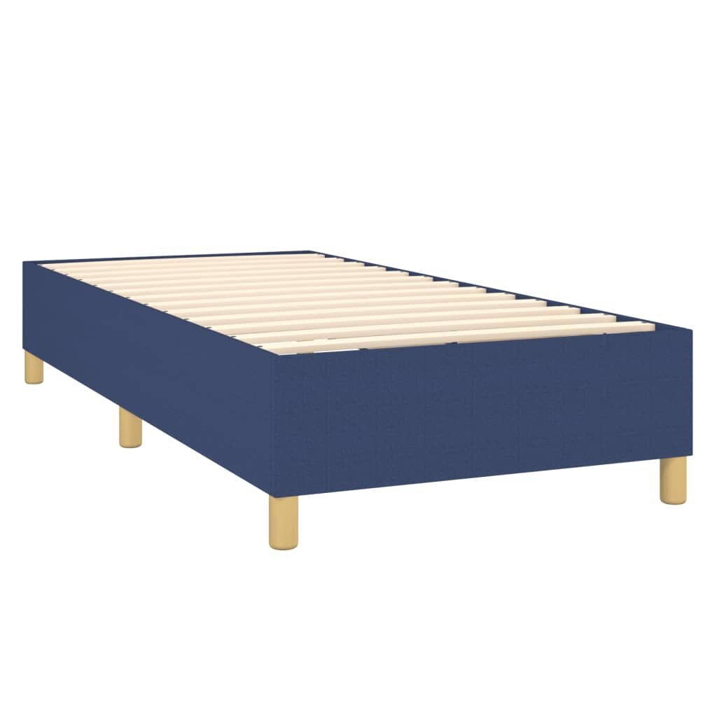 vidaXL atsperu gultas rāmis ar matraci, zils, 90x190 cm, audums цена и информация | Gultas | 220.lv