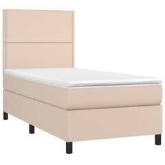 vidaXL atsperu gulta ar matraci, kapučīno, 80x200 cm, mākslīgā āda cena un informācija | Gultas | 220.lv