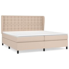 vidaXL atsperu gulta ar matraci, kapučīno, 200x200 cm, mākslīgā āda cena un informācija | Gultas | 220.lv