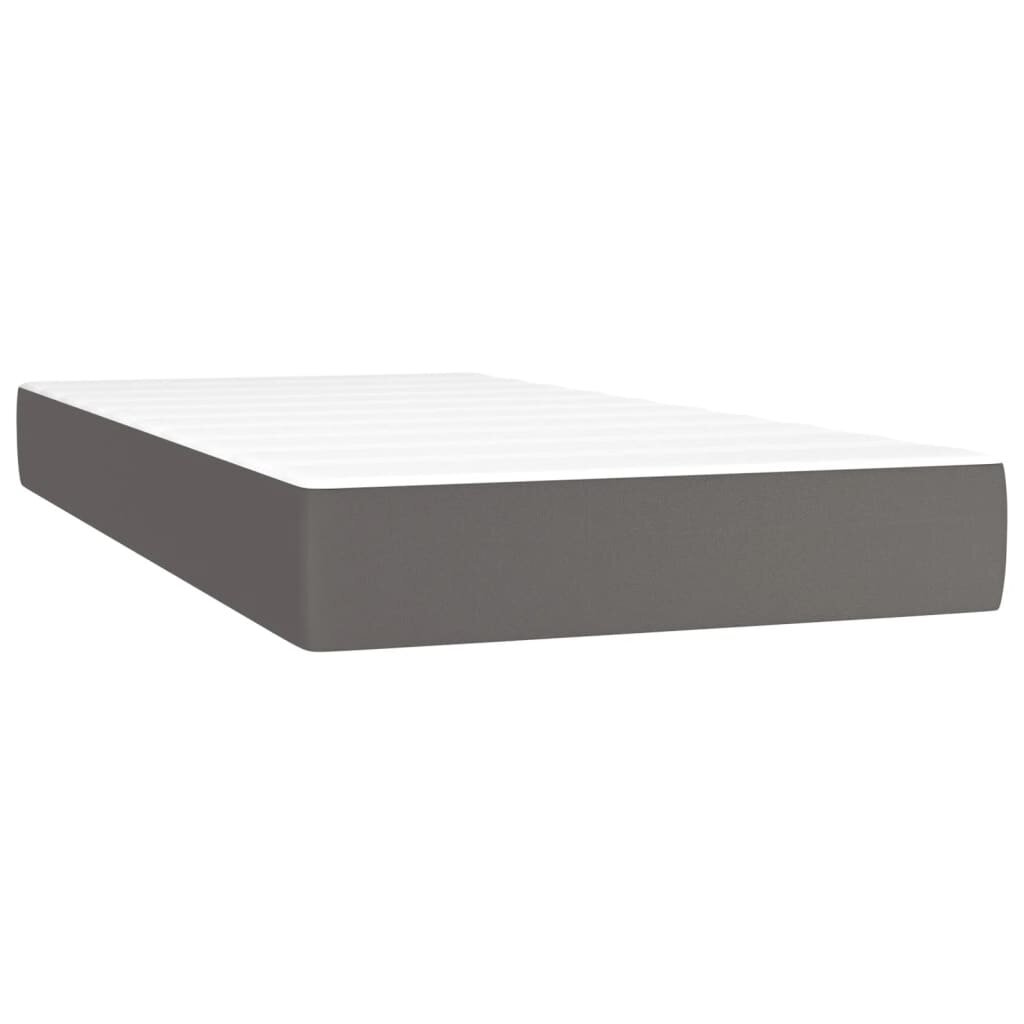 vidaXL atsperu gulta ar matraci, pelēka, 90x190 cm, mākslīgā āda цена и информация | Gultas | 220.lv