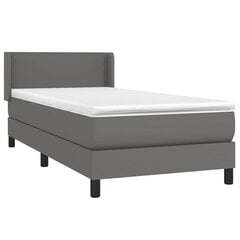 vidaXL atsperu gulta ar matraci, pelēka, 100x200 cm, mākslīgā āda cena un informācija | Gultas | 220.lv