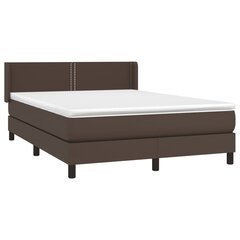 vidaXL atsperu gulta ar matraci, brūna, 140x190 cm, mākslīgā āda cena un informācija | Gultas | 220.lv