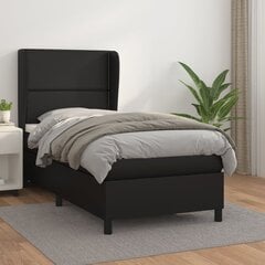 vidaXL atsperu gulta ar matraci, melna, 100x200 cm, mākslīgā āda cena un informācija | Gultas | 220.lv