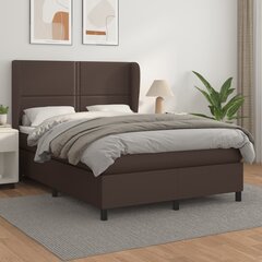 vidaXL atsperu gulta ar matraci, brūna, 140x190 cm, mākslīgā āda цена и информация | Кровати | 220.lv