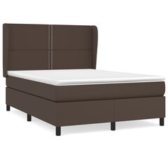 vidaXL atsperu gulta ar matraci, brūna, 140x200 cm, mākslīgā āda цена и информация | Кровати | 220.lv