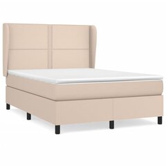 vidaXL atsperu gulta ar matraci, kapučīno, 140x200 cm, mākslīgā āda cena un informācija | Gultas | 220.lv