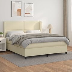 vidaXL atsperu gulta ar matraci, krēmkrāsas, 160x200 cm, mākslīgā āda cena un informācija | Gultas | 220.lv