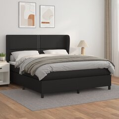 vidaXL atsperu gulta ar matraci, melna, 180x200 cm, mākslīgā āda цена и информация | Кровати | 220.lv