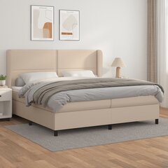 vidaXL atsperu gulta ar matraci, kapučīno, 200x200 cm, mākslīgā āda цена и информация | Кровати | 220.lv
