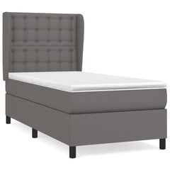 vidaXL atsperu gulta ar matraci, pelēka, 80x200 cm, mākslīgā āda цена и информация | Кровати | 220.lv