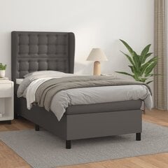 vidaXL atsperu gulta ar matraci, pelēka, 80x200 cm, mākslīgā āda цена и информация | Кровати | 220.lv