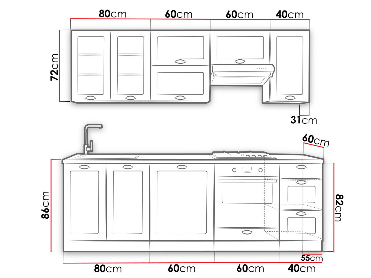 Virtuves mēbeles Mir-1 Luis 240 cena un informācija | Virtuves komplekti | 220.lv