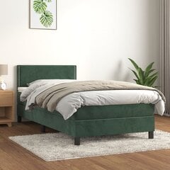 vidaXL atsperu gulta ar matraci, tumši zaļš samts, 100x200 cm cena un informācija | Gultas | 220.lv