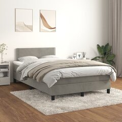 vidaXL atsperu gulta ar matraci, gaiši pelēka samts, 120x200 cm cena un informācija | Gultas | 220.lv