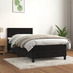 vidaXL atsperu gulta ar matraci, melna samts, 80x200 cm цена и информация | Кровати | 220.lv