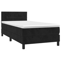 vidaXL atsperu gulta ar matraci, melns samts, 90x200 cm cena un informācija | Gultas | 220.lv
