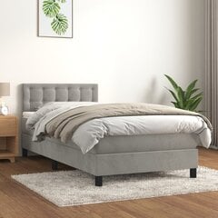 vidaXL atsperu gulta ar matraci, gaiši pelēka samts, 80x200 cm cena un informācija | Gultas | 220.lv