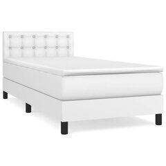 vidaXL atsperu gulta ar matraci, balta, 80x200 cm, mākslīgā āda цена и информация | Кровати | 220.lv
