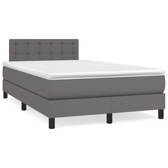 vidaXL atsperu gulta ar matraci, pelēka, 120x200 cm, mākslīgā āda цена и информация | Кровати | 220.lv