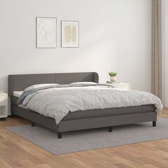 vidaXL atsperu gulta ar matraci, pelēka, 160x200 cm, mākslīgā āda cena un informācija | Gultas | 220.lv