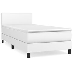 vidaXL atsperu gulta ar matraci, balta, 90x190 cm, mākslīgā āda цена и информация | Кровати | 220.lv