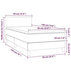 vidaXL atsperu gulta ar matraci, pelēks, 90x190 cm, mākslīgā āda cena un informācija | Gultas | 220.lv