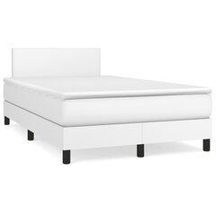 vidaXL atsperu gulta ar matraci, balta, 120x200 cm, mākslīgā āda cena un informācija | Gultas | 220.lv