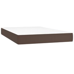 vidaXL atsperu gulta ar matraci, brūna, 120x200 cm, mākslīgā āda cena un informācija | Gultas | 220.lv