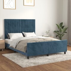 vidaXL gultas rāmis ar galvgali, tumši zils samts, 140x200 cm цена и информация | Кровати | 220.lv