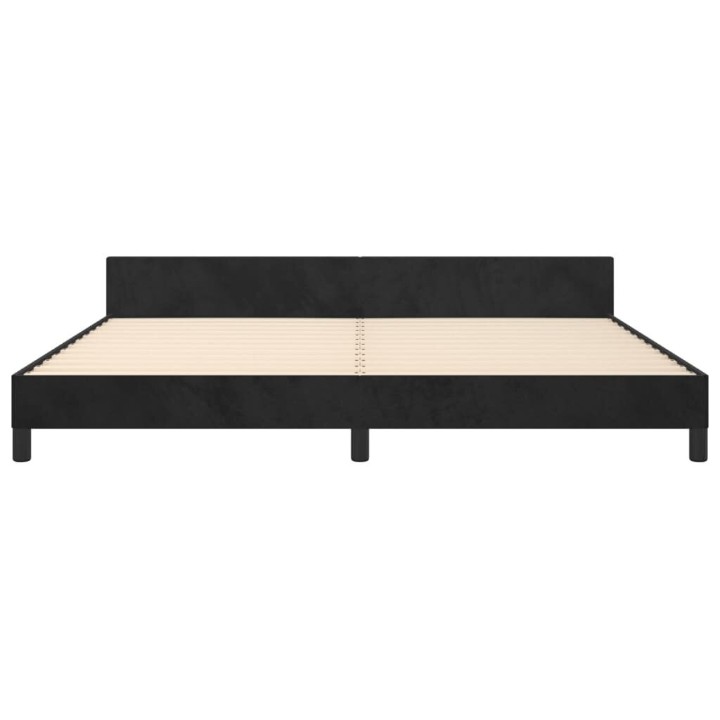 vidaXL gultas rāmis ar galvgali, melns samts, 200x200 cm cena un informācija | Gultas | 220.lv