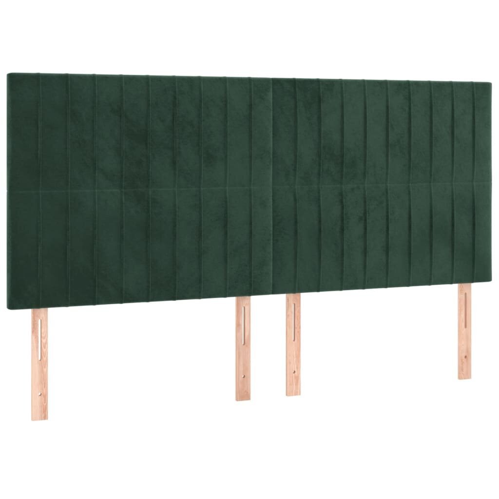 vidaXL gultas rāmis ar galvgali, tumši zaļš samts, 200x200 cm цена и информация | Gultas | 220.lv