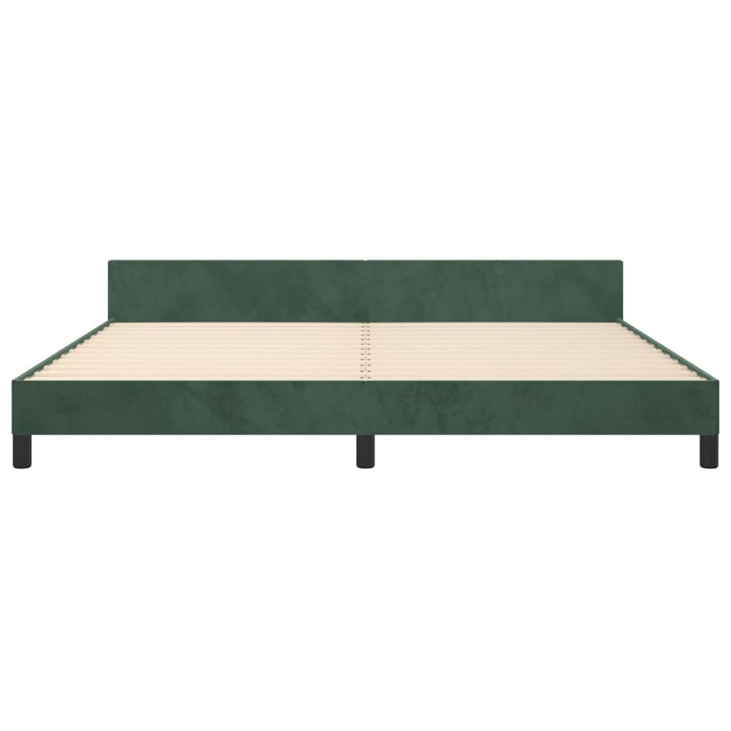vidaXL gultas rāmis ar galvgali, tumši zaļš samts, 200x200 cm cena un informācija | Gultas | 220.lv